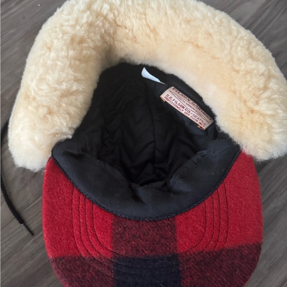 FILSON DOUBLE MACKINAW CAP ( sz:M  56-57cm / Red x Black) Made in U.S.A. B0199 - Picture 3 of 5